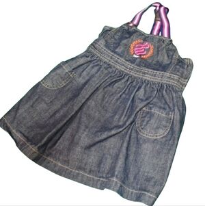 Rocawear Toddler Denim Dress with Pink and White Straps Size 3T
